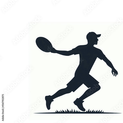 man playing Frisbee silhouette, man playing Frisbee vector