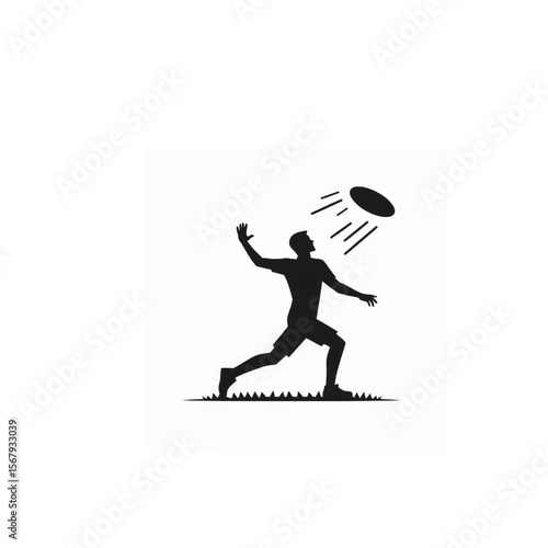 man playing Frisbee silhouette, man playing Frisbee vector