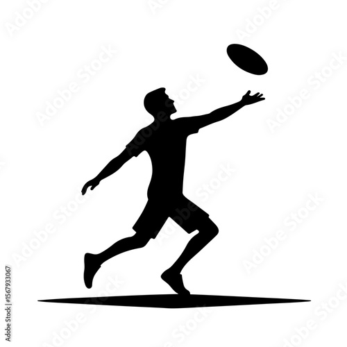 man playing Frisbee silhouette, man playing Frisbee vector