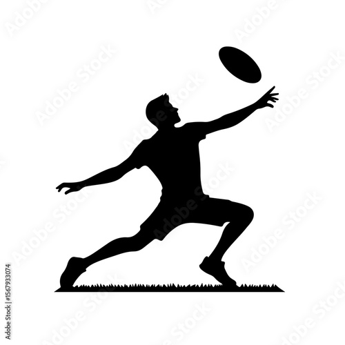 man playing Frisbee silhouette, man playing Frisbee vector