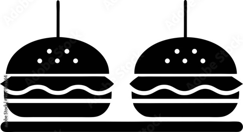 Mini Slider Burgers Icon Black and White Vector