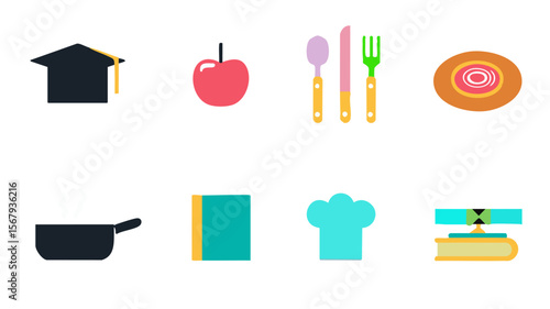 Education cooking food learning study knowledge graduation culinary school recipe book chef hat
