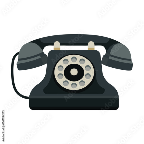 Vector art of vintage rotary telephone isolated on white background