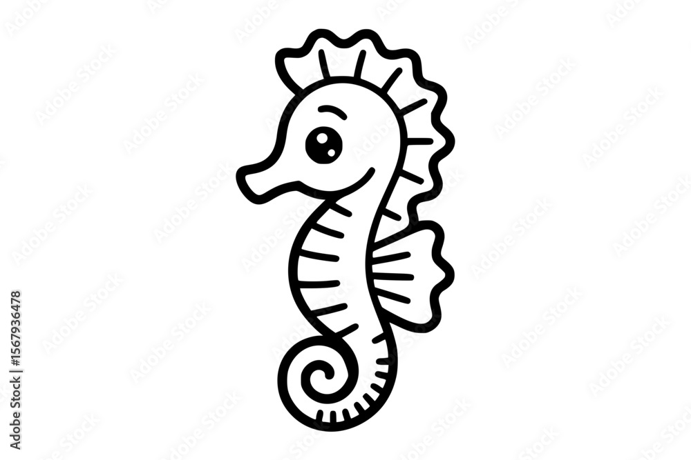 Fototapeta premium Cute Seahorse Minimalist Bold Line Art Vector for Apparel and Vinyl Cutting