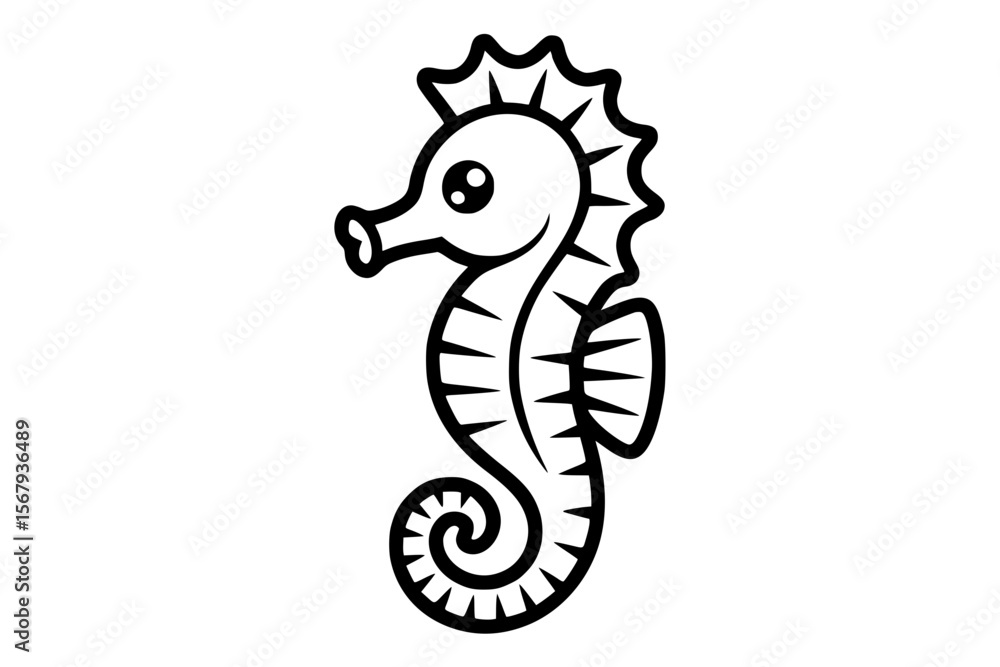 Fototapeta premium Cute Seahorse Minimalist Bold Line Art Vector for Apparel and Vinyl Cutting
