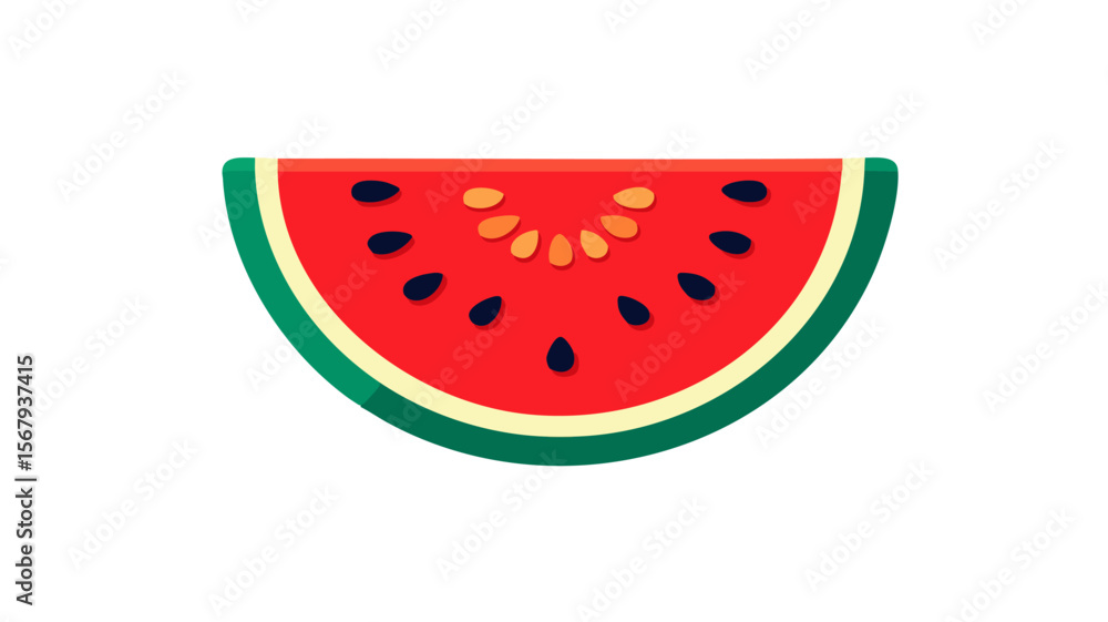 Fototapeta premium Watermelon fruit summer food healthy fresh sweet red green seeds slice flat lay delicious design