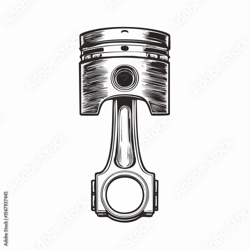 Retro car engine and key with vintage mechanical parts on white background