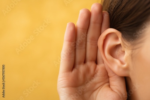 A Human Ear and Hand Cupped Behind to Listen Closely