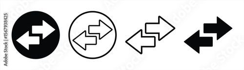 Data transfer arrow icon. set of left right arrows simple outline symbol. vector illustration on transparent background