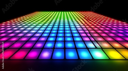 Colorful LED grid floor
