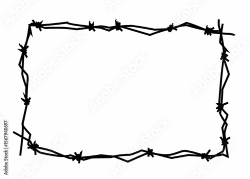 Barbed wire vector in rough hand-drawn style, ideal for punk graphics, tattoo designs, edgy borders