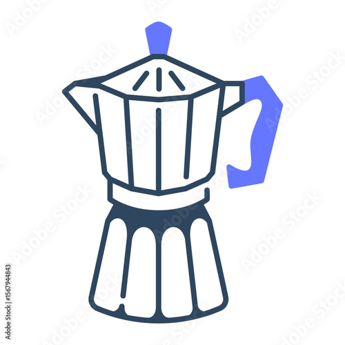 Moka pot icon. moka, pot, coffee, espresso, stovetop, brewer, metal, caffeine. Vector Icon Illustration