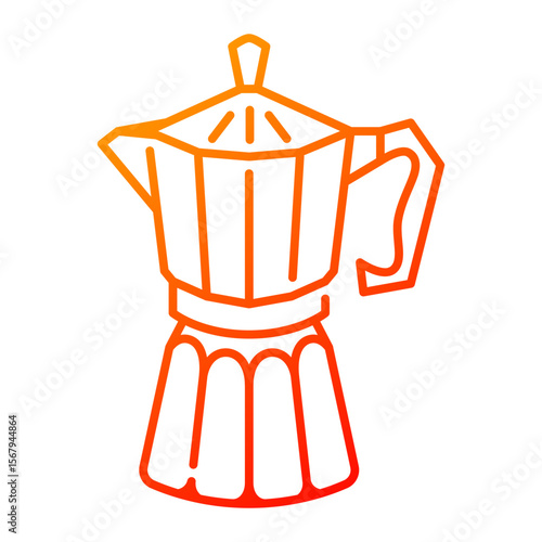 Moka pot icon. moka, pot, coffee, espresso, stovetop, brewer, metal, caffeine. Vector Icon Illustration