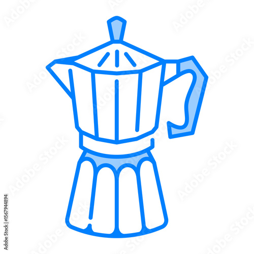 Moka pot icon. moka, pot, coffee, espresso, stovetop, brewer, metal, caffeine. Vector Icon Illustration