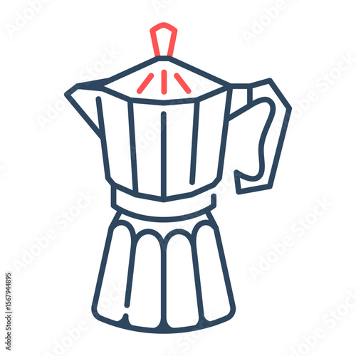 Moka pot icon. moka, pot, coffee, espresso, stovetop, brewer, metal, caffeine. Vector Icon Illustration