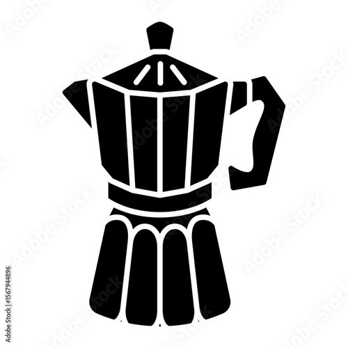 Moka pot icon. moka, pot, coffee, espresso, stovetop, brewer, metal, caffeine. Vector Icon Illustration