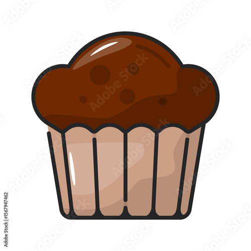 Muffin icon. bakery, cupcake, dessert, snack, sweet, pastry, breakfast, treat. Vector Icon Illustration