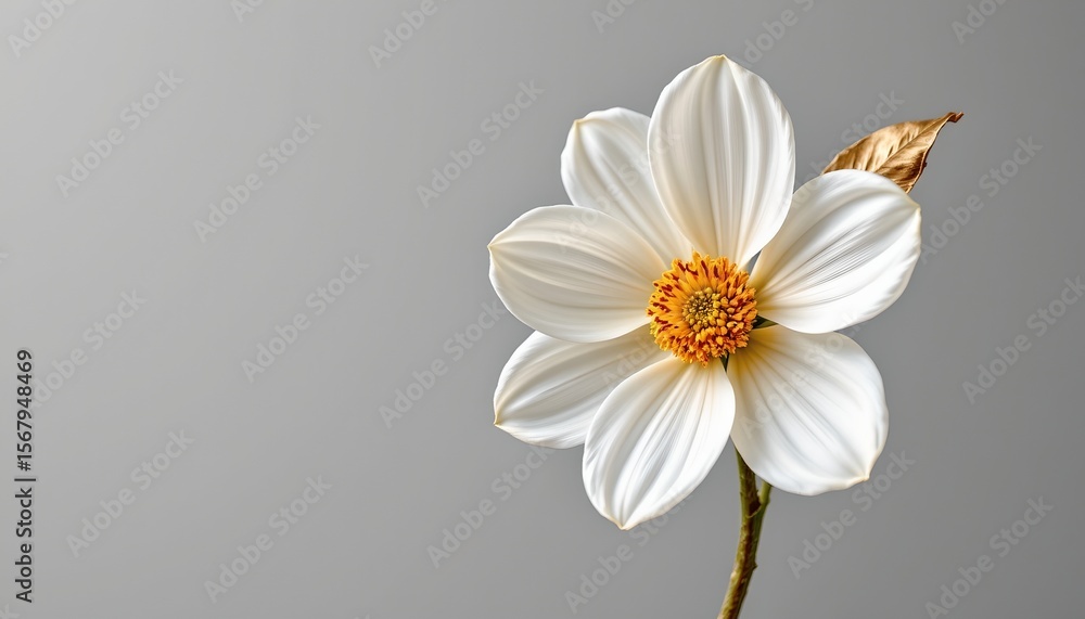 Obraz premium the image showcases a single, elegant white bloom against a soft, neutral background