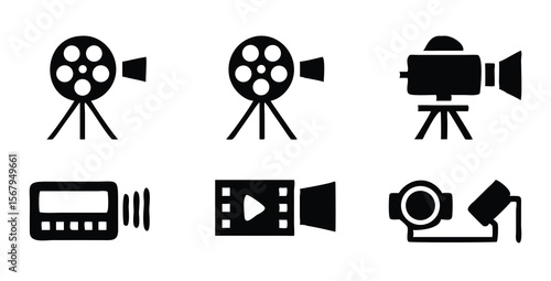 Classic Black Vector Icon Set for Film and Video Design