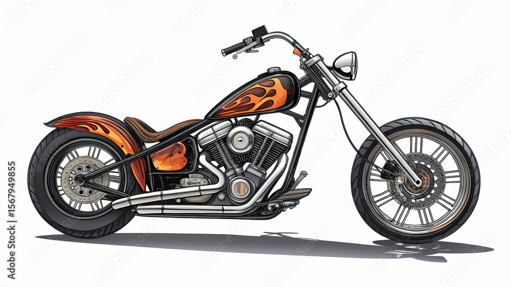 Custom Chopper Motorcycle: Orange and Black Paint Design Custom Chopper Motorcycle: Orange and Black Paint Design
