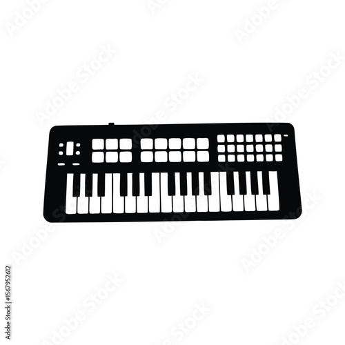 Silhouette of a sleek MIDI Keyboard for music production and composition