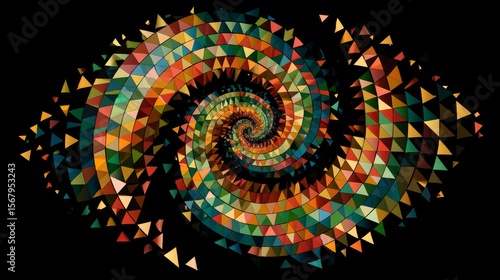 Abstract Spiral Patterns in Vibrant Colors and Geometric Shapes
