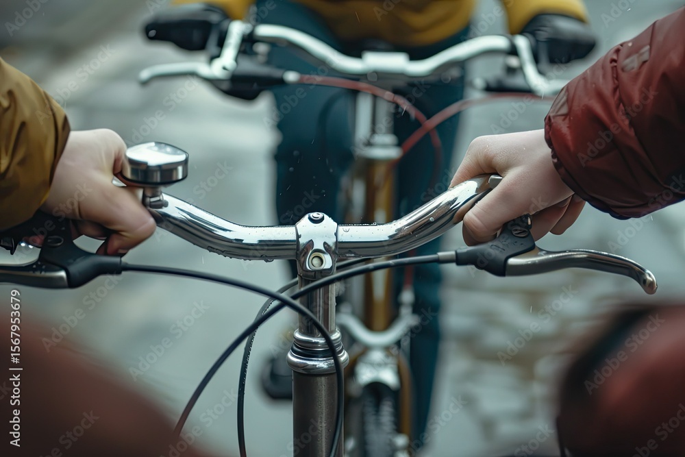 High Quality Picture of Closeup Hands Holding Bikes Handlebars High Quality Picture of Closeup Hands Holding Bikes Handlebars