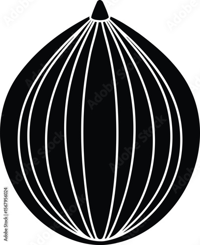Whole nutmeg silhouette spice graphic illustration