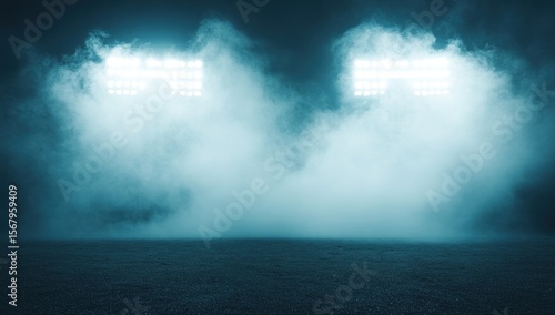 Wallpaper Mural Dramatic Stadium Lights Illuminate a Foggy Field, Creating a Mysterious Atmosphere Torontodigital.ca
