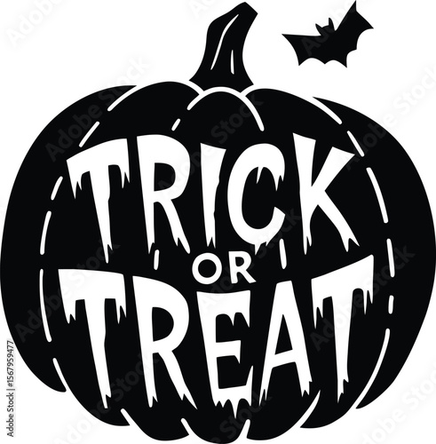Trick or treat Halloween black vector  Vector