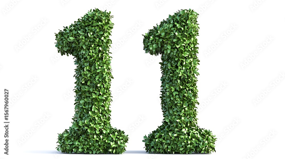 Number 11 made of green grass isolated on a white background Number 11 made of green grass isolated on a white background