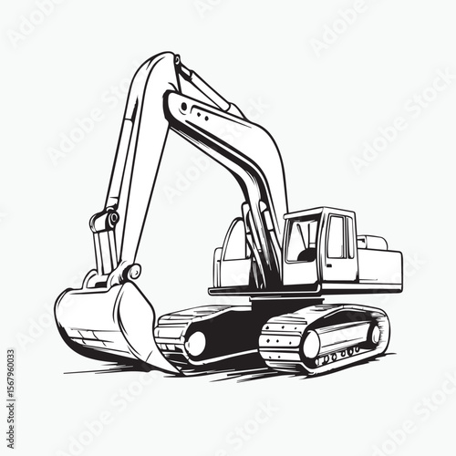 excavator on a white