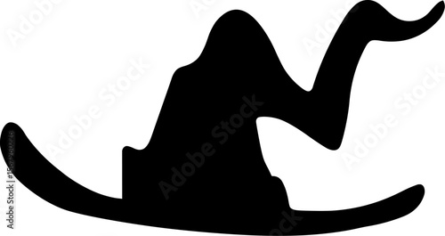 Black silhouette of a pointed witch hat with a wide brim symbolizing magic folklore and Halloween themes