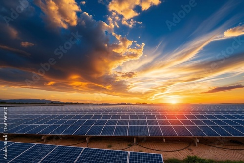 Renewable Energy Solar Farm at Sunrise