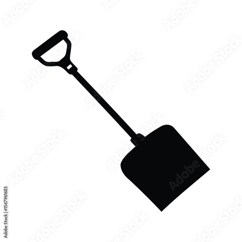 Simple black shovel vector illustration for construction, gardening, or digging needs