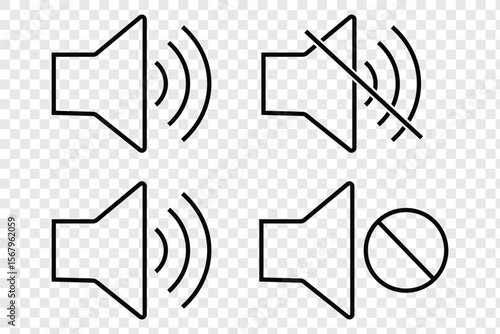 Volume icon set. sound volume and mute icon. Volume allow and volume prohibit icon set. Sound and Mute. eps 10