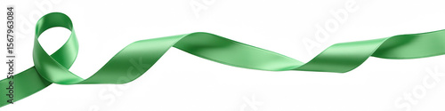 Green ribbon symbolizes hope and support, often associated with mental health awareness. This elegant ribbon flows gracefully, representing unity