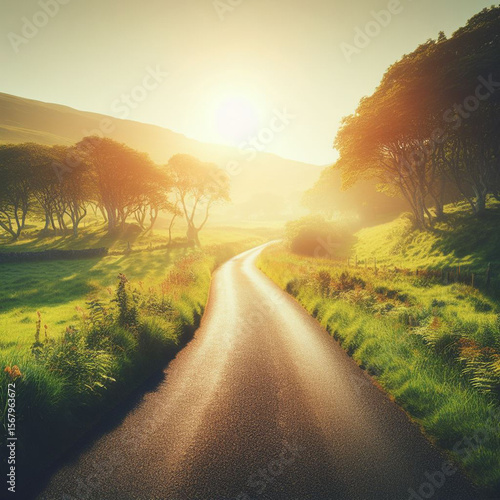 road in the sunset