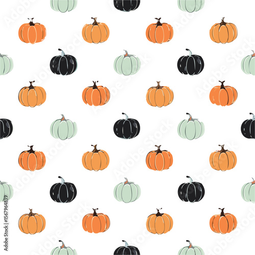 Flat Halloween Seamless Vector Pattern – Cute Spooky Background with Rats, Pumpkins, and Skulls.Seamless Halloween Pattern – Minimalist Doodle Background with Pumpkins, Ghosts, and Graves