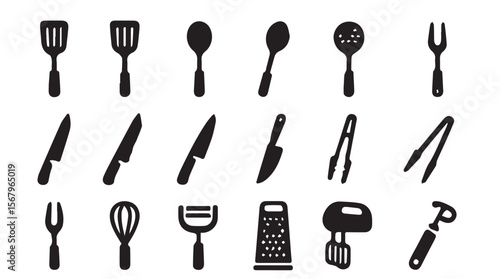 Assortment of Kitchen Utensils for Culinary Preparation