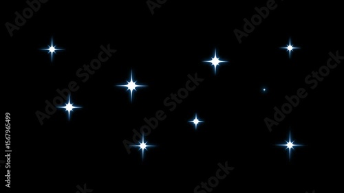 Wallpaper Mural Twinkling stars animation in flat white vector style glowing on a black screen. Cartoon doodle stars twinkle and sparkle like cosmic night galaxy lights in 4K. Torontodigital.ca