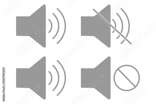 Volume icon set. sound volume and mute icon. Volume allow and volume prohibit icon set. Sound and Mute. eps 10