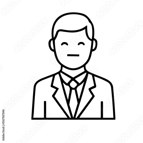 Simple line drawing of a man in a suit, representing a business professional.