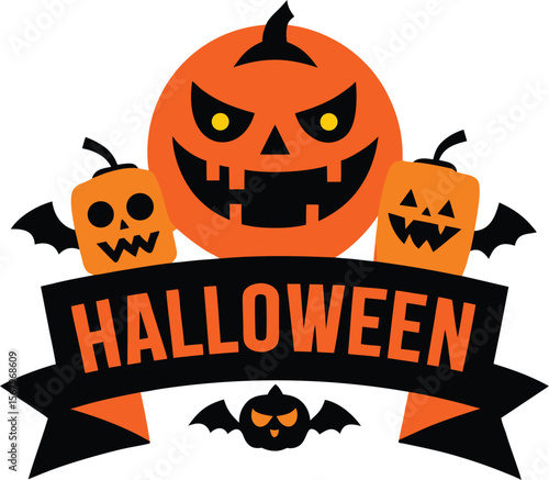 Pack of halloween badges in vintage style  Vector