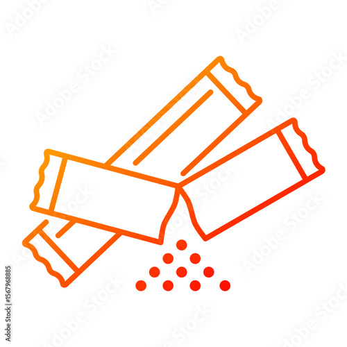 Sugar sticks icon. sugar packet, sugar, sweetener, sachet, condiment, cafe, single-use, stir, beverage. Vector Icon Illustration