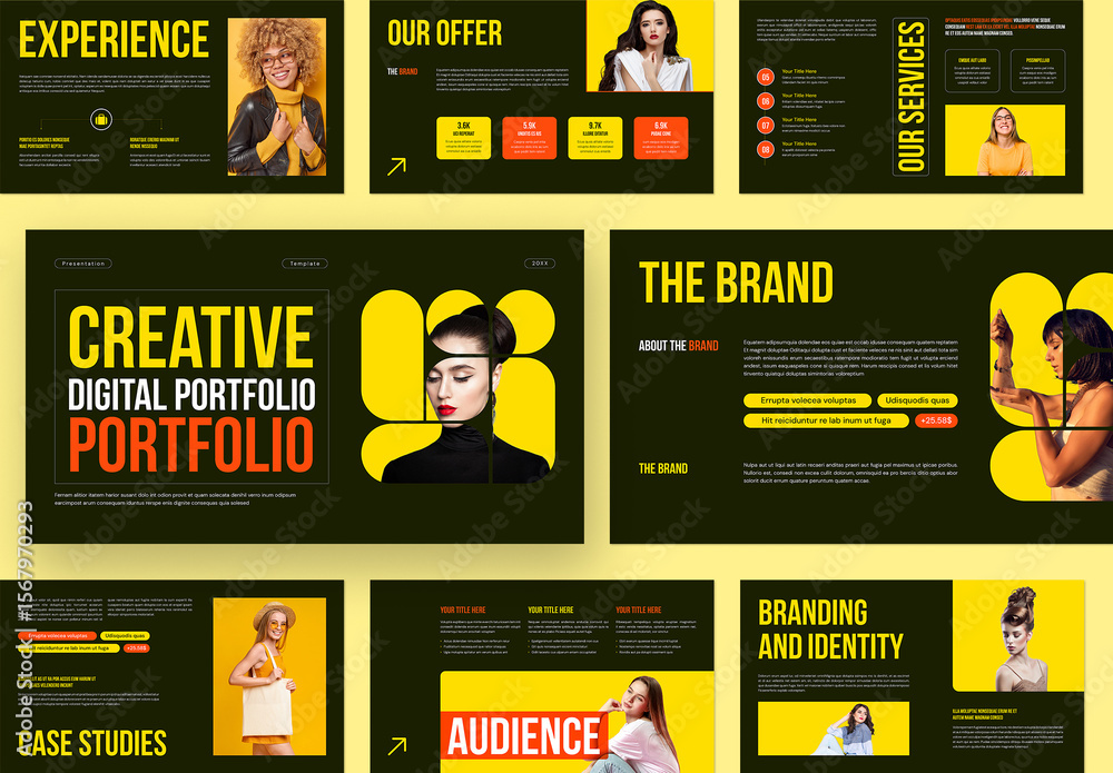 Podfolio Modern Creative Digital Portfolio Presentation Design Template Stock ...