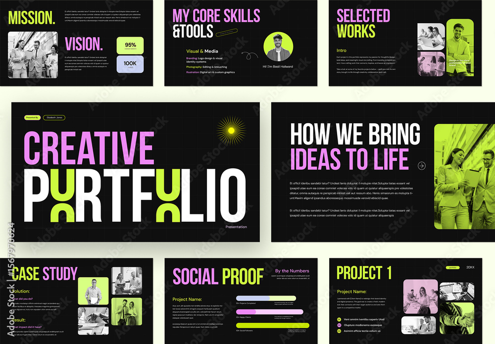 Podfolio Vibrant Modern Creative Digital Portfolio Presentation Layout Stock ...