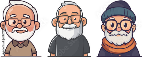 Cartoon grandpa illustration material
