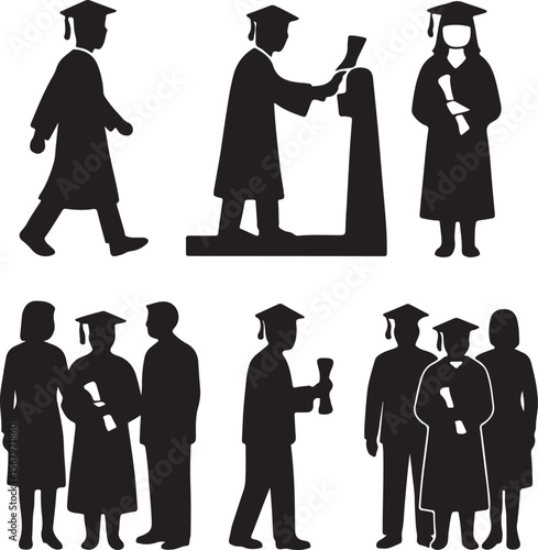 Wallpaper Mural Graduation Silhouettes Diverse Graduates Celebrating Academic Achievement Torontodigital.ca