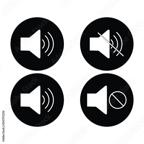 Volume icon set. sound volume and mute icon. Volume allow and volume prohibit icon set. Sound and Mute. eps 10